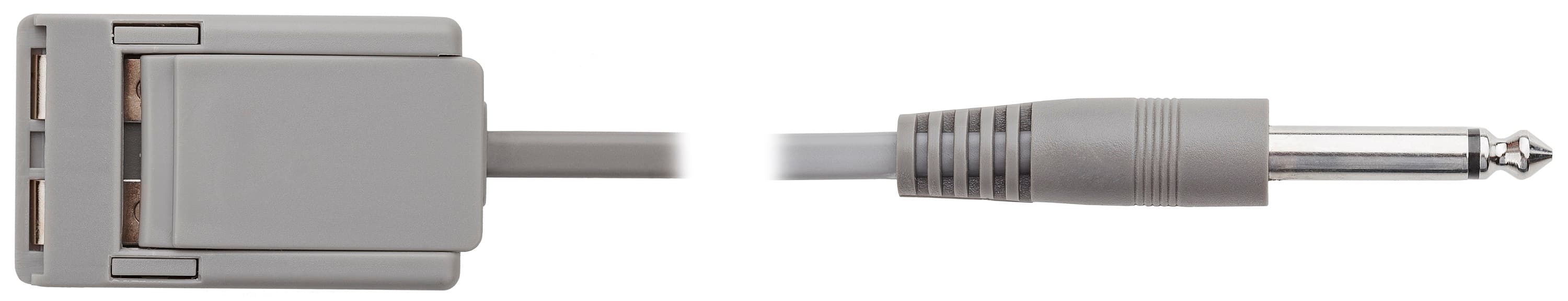 A neutral one- and two-piece electrode cable with a jack connector. Cable length 5 m